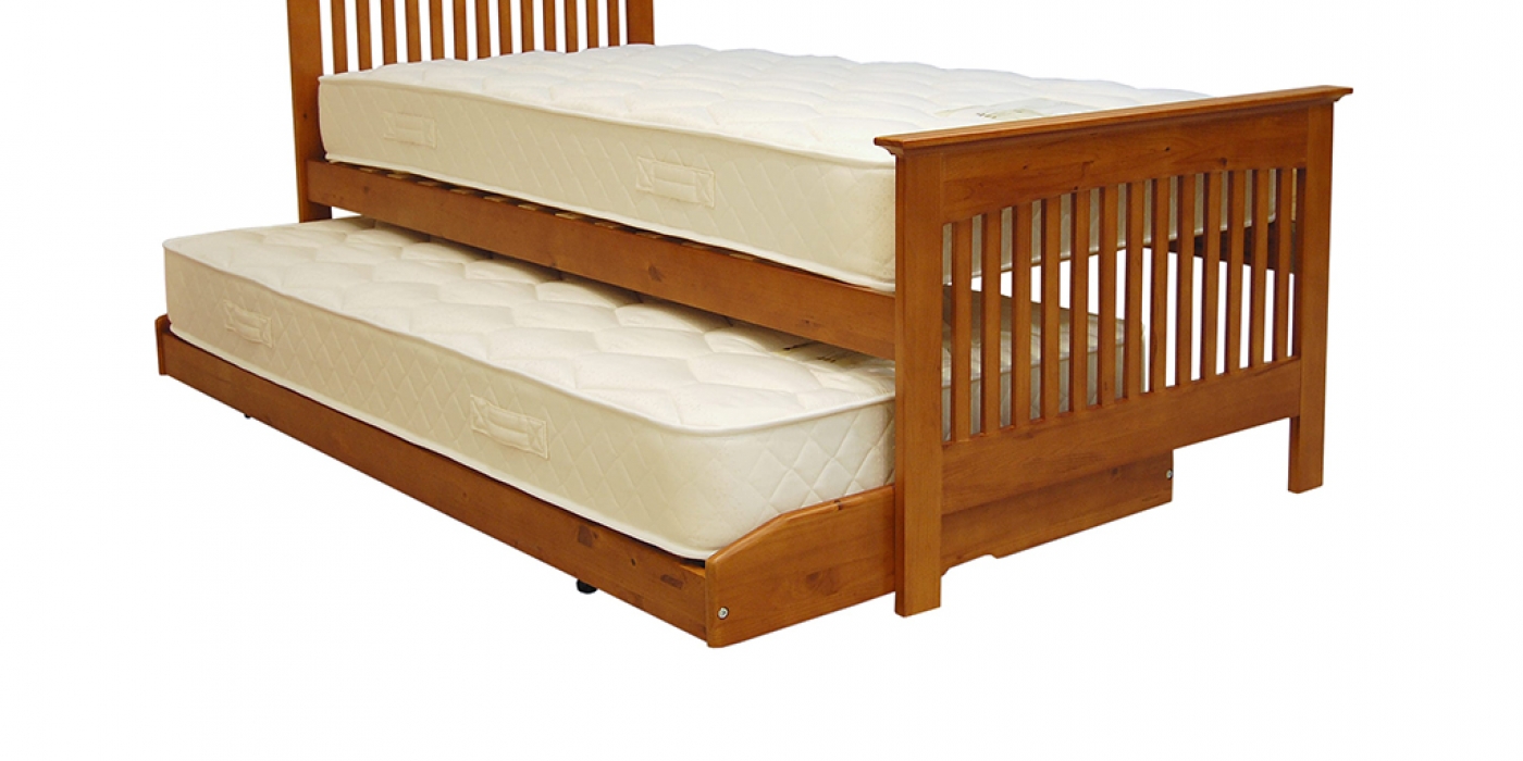 oak guest bed with mattresses