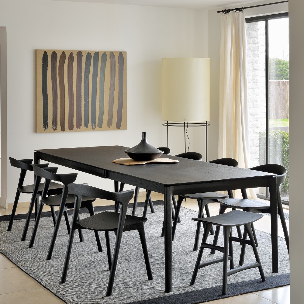 51544_51491_Oak_black_Bok_extendable_dining_table_chair_53040_Osso_stool_21720_Black_Dots_kilim_rug_HQ
