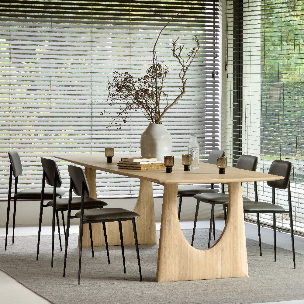 55013_Oak_Geometric_dining_table_21705_Grey_Nomad_kilim_rug_60088_60089_DC_chair_olive_green_chocolate_leather_1__HQ