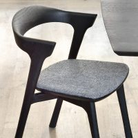 Bok Black dining chair grey fabric