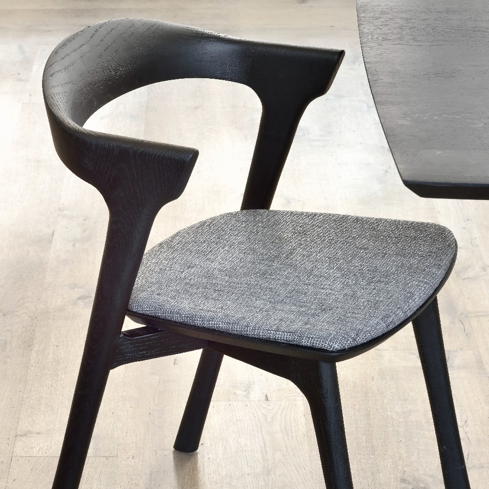Bok Black dining chair grey fabric