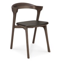 Bok oak brown brown leather dining chair side view