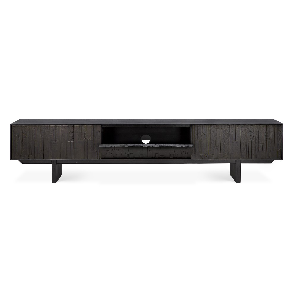 Mosaic tv cabinet 3 door open